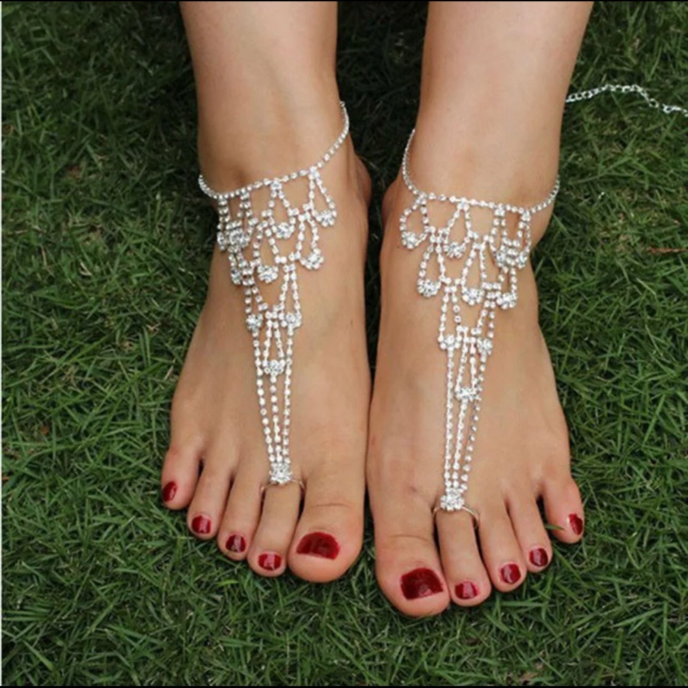 Restocked! PAIR! Bare Foot Chain Sandals - Picture 1 of 8